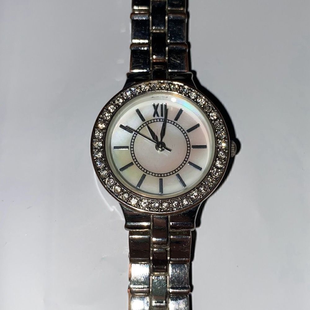 Japan Movt Women's Silver‎ Embellished Roman Numeral Quartz Watch OS